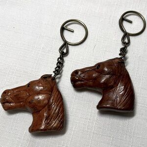 Leather Horse keychains. Set of two. Unique!